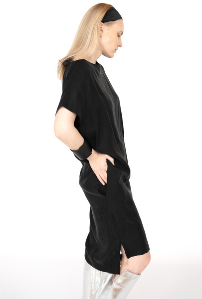 Melna īsa vasars kleita, black cupro summer dress 
