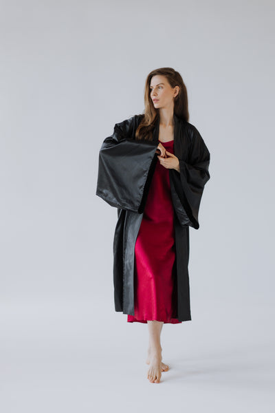 READY TO SHIP 100% Mulberry Silk Kimono Robe – Handmade Luxury | One Size Fits Most