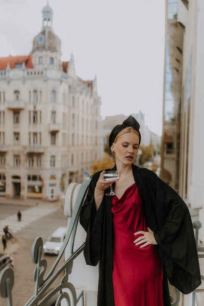 Long pink linen kimono robe