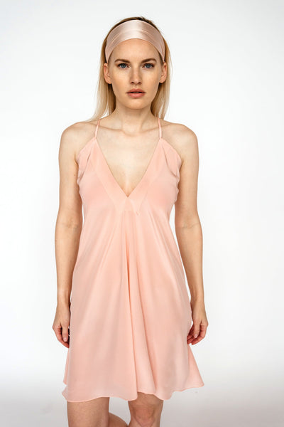 Pink Pure Mulberry silk crepe slip nightdress, one size