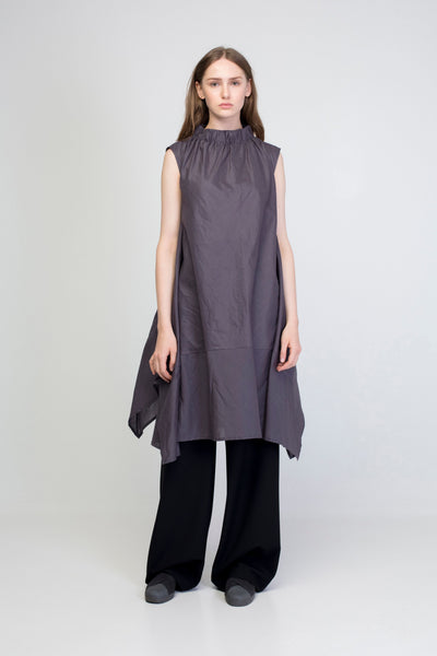 Gray Cotton  Trapeze Shirt Dress